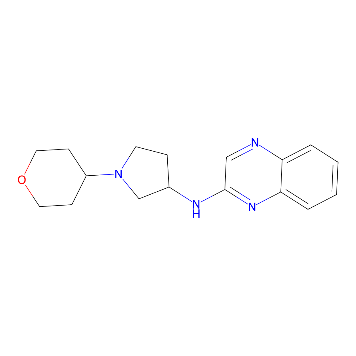 N-[1-(oxan-4-yl)pyrrolidin-3-yl]quinoxalin-2-amine molecular structure, CAS 2549054-42-2