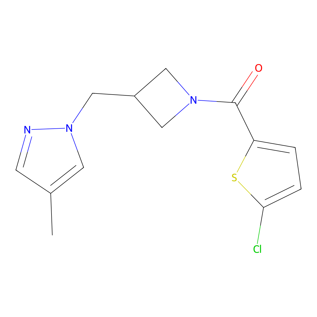 1-{[1-(5-chlorothiophene-2-carbonyl)azetidin-3-yl]methyl}-4-methyl-1H-pyrazole molecular structure, CAS 2549054-44-4