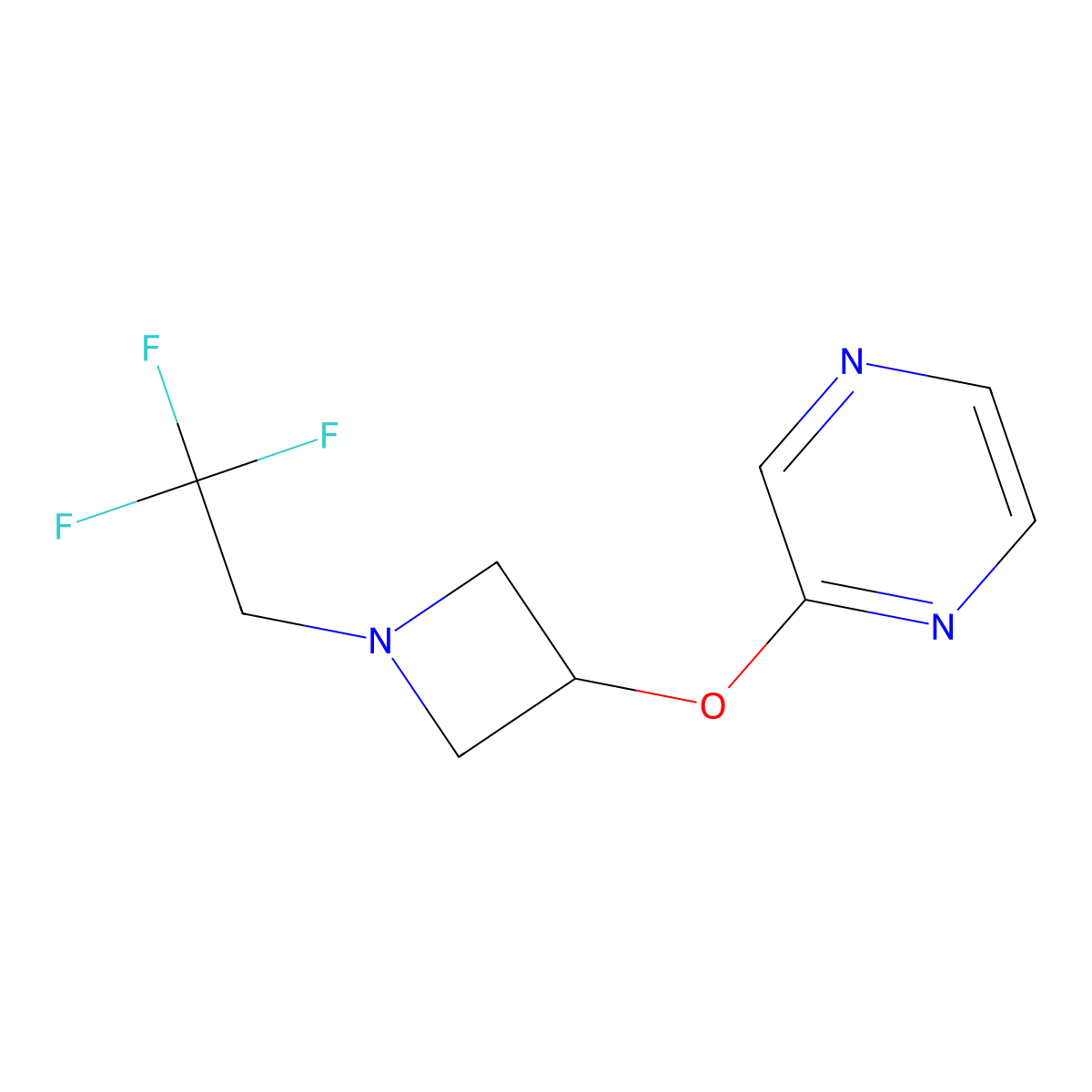 2-{[1-(2,2,2-Trifluoroethyl)azetidin-3-yl]oxy}pyrazine molecular structure, CAS 2549054-46-6