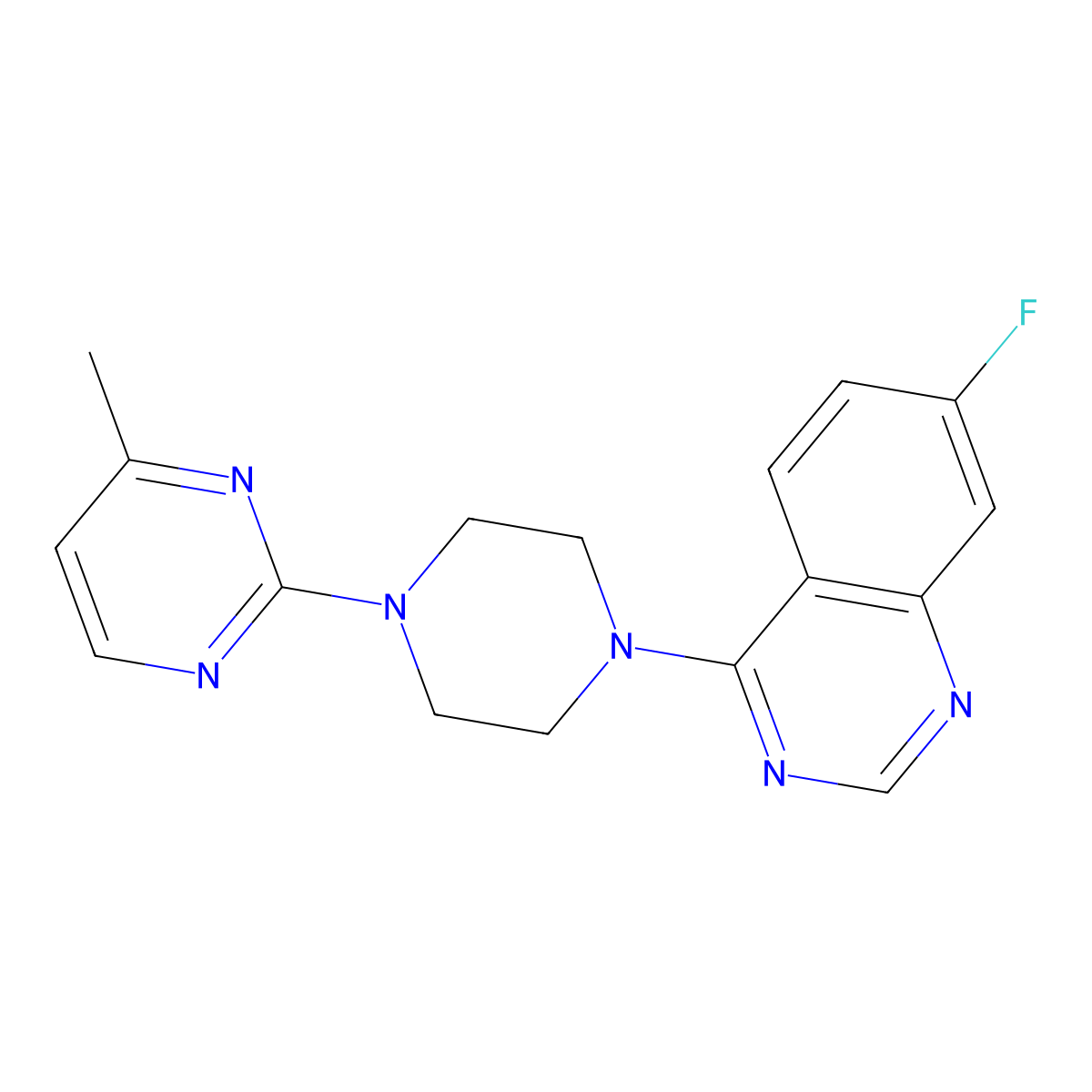 7-Fluoro-4-[4-(4-methylpyrimidin-2-yl)piperazin-1-yl]quinazoline molecular structure, CAS 2549054-47-7