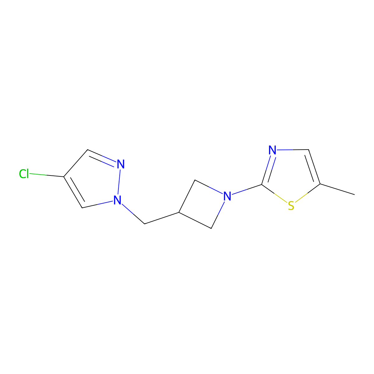 2-{3-[(4-chloro-1H-pyrazol-1-yl)methyl]azetidin-1-yl}-5-methyl-1,3-thiazole molecular structure, CAS 2549054-48-8