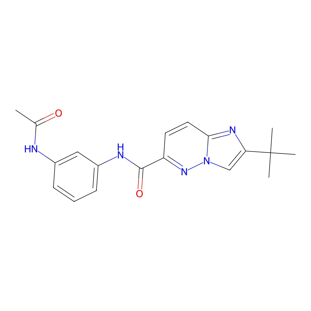 2-tert-butyl-N-(3-acetamidophenyl)imidazo[1,2-b]pyridazine-6-carboxamide molecular structure, CAS 2549054-53-5