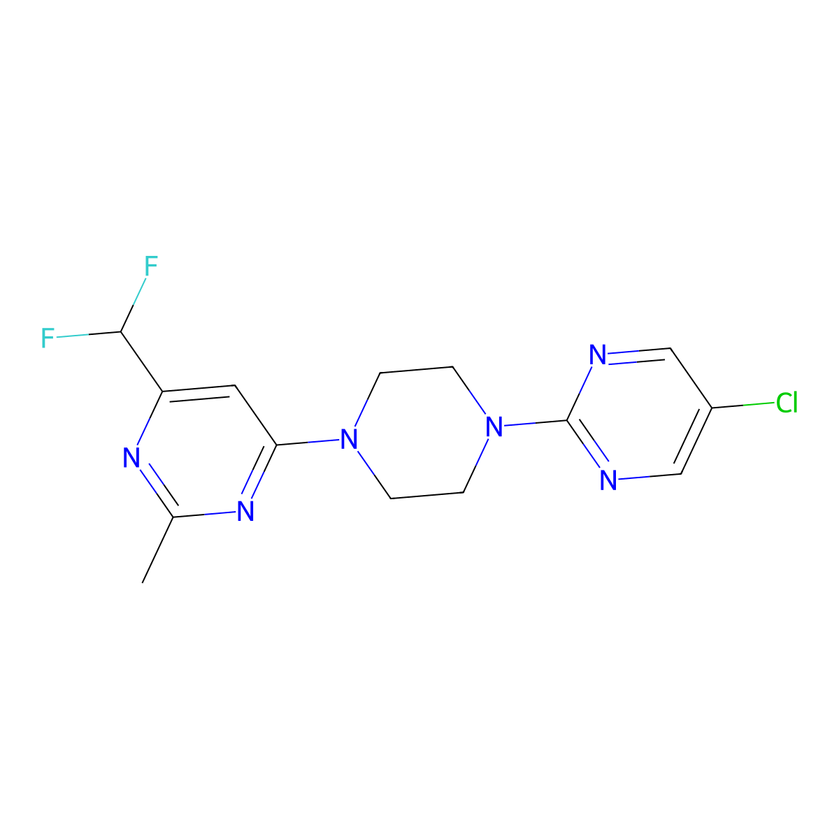 4-[4-(5-Chloropyrimidin-2-yl)piperazin-1-yl]-6-(difluoromethyl)-2-methylpyrimidine molecular structure, CAS 2549054-59-1