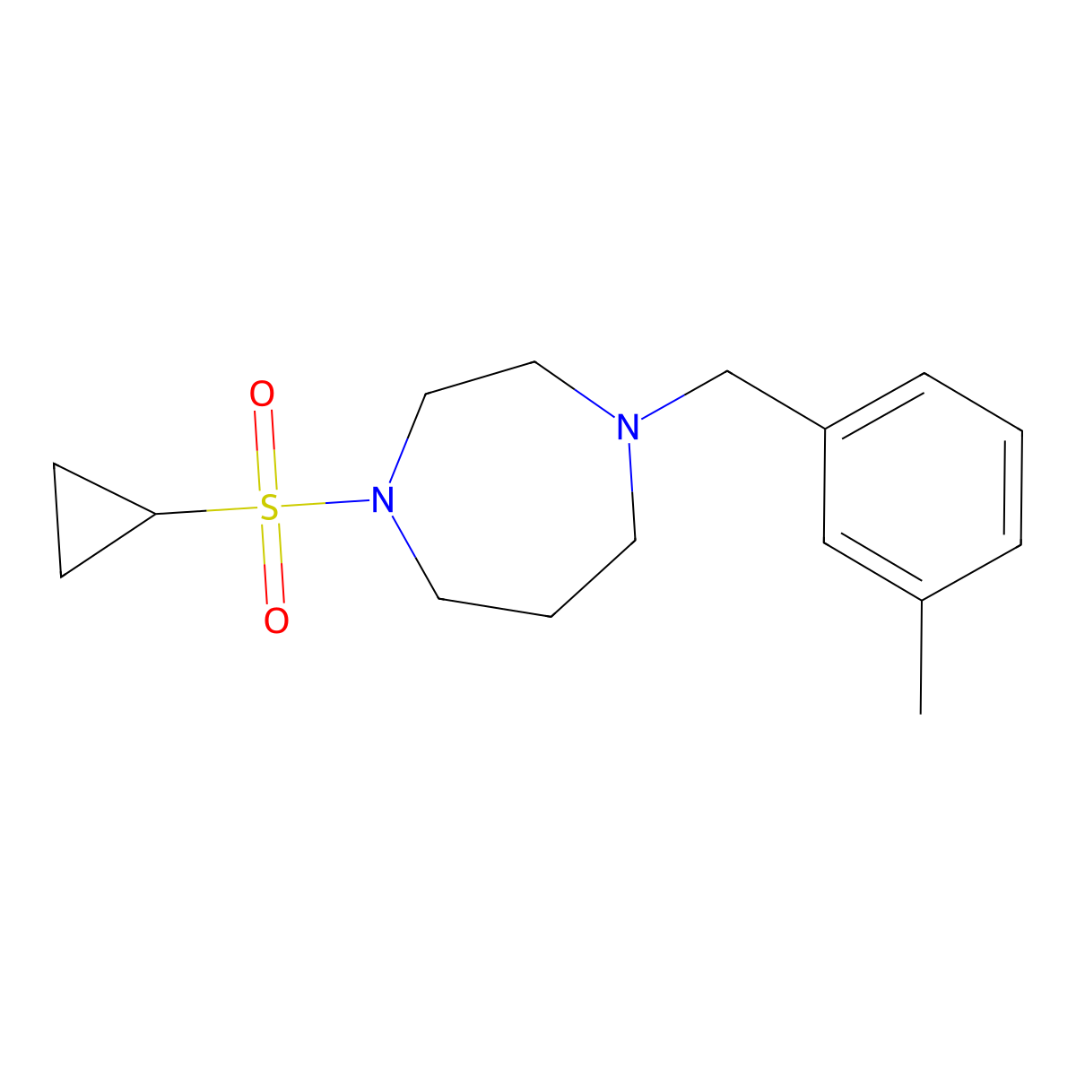 1-(Cyclopropanesulfonyl)-4-[(3-methylphenyl)methyl]-1,4-diazepane molecular structure, CAS 2549054-62-6