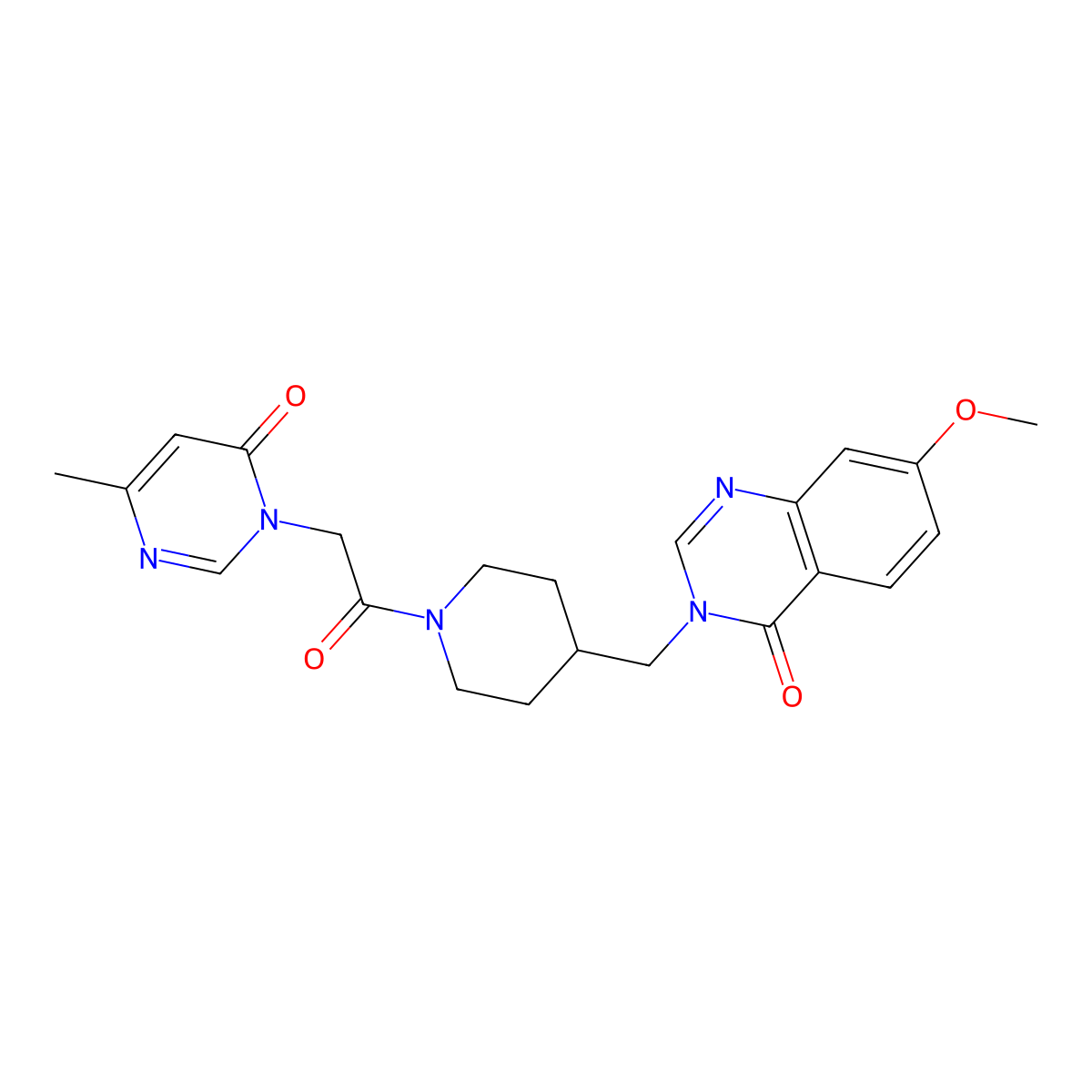 7-Methoxy-3-({1-[2-(4-methyl-6-oxo-1,6-dihydropyrimidin-1-yl)acetyl]piperidin-4-yl}methyl)-3,4-dihydroquinazolin-4-one molecular structure, CAS 2549054-64-8