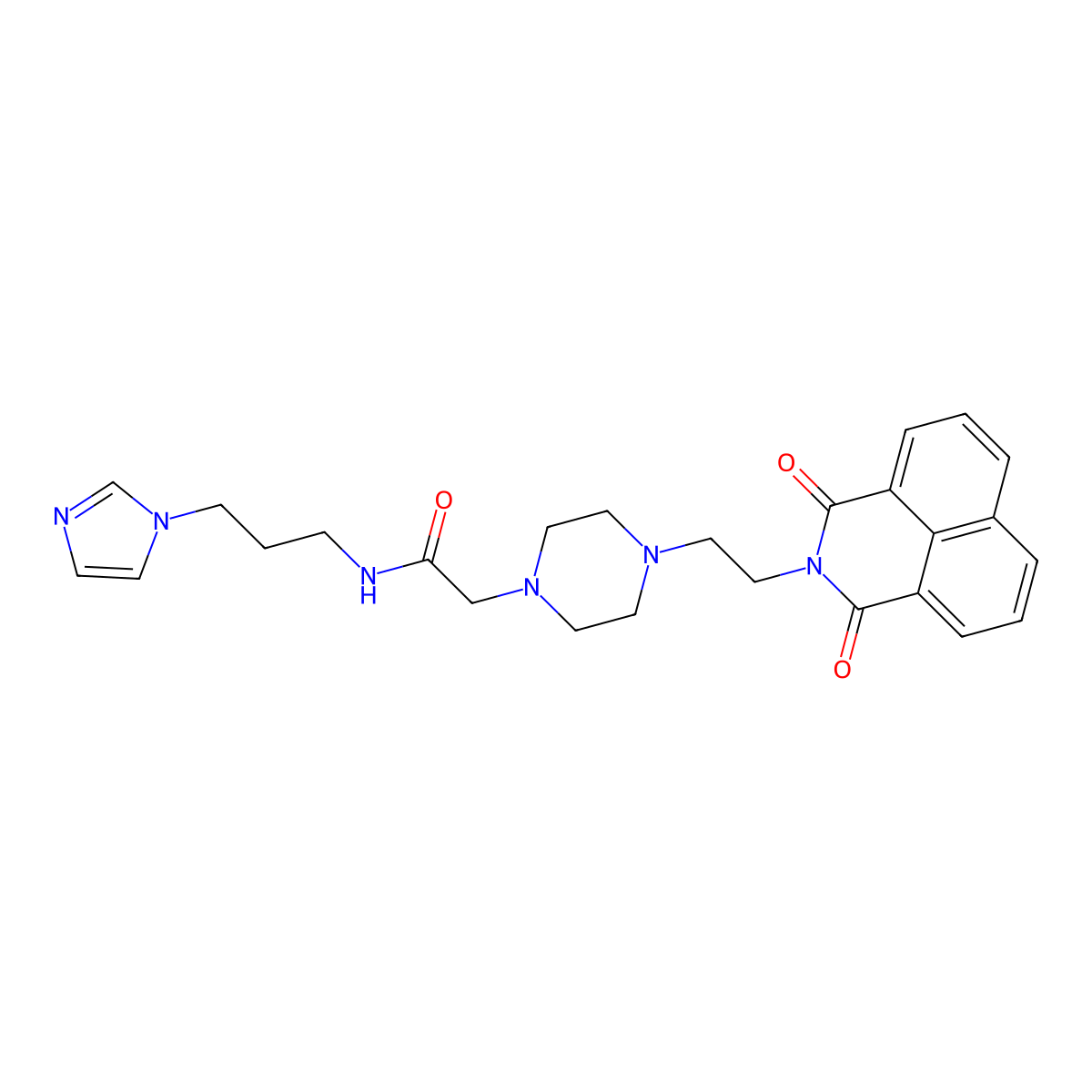 2-[4-(2-{2,4-dioxo-3-azatricyclo[7.3.1.0^{5,13}]trideca-1(13),5,7,9,11-pentaen-3-yl}ethyl)piperazin-1-yl]-N-[3-(1H-imidazol-1-yl)propyl]acetamide molecular structure, CAS 2549054-69-3