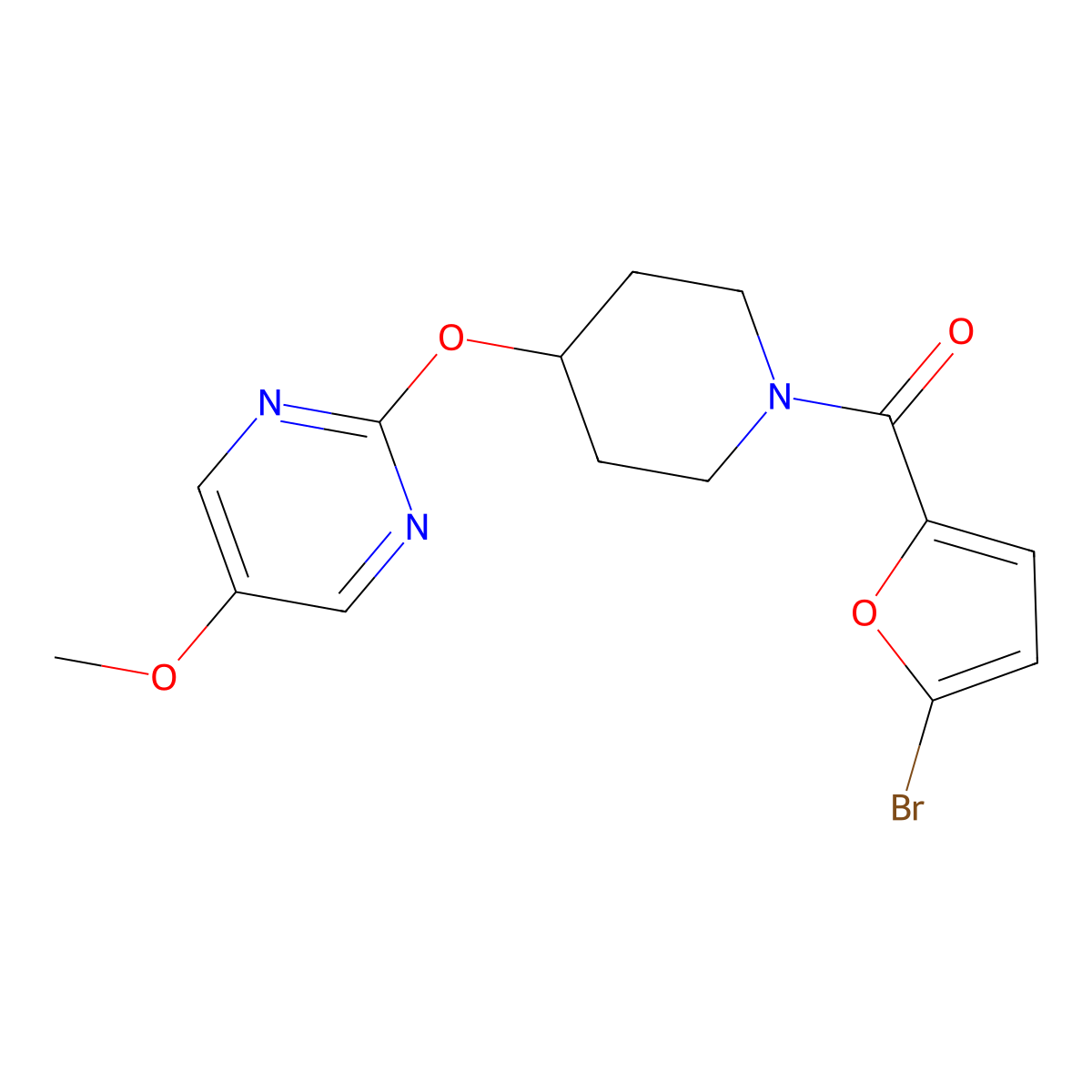 2-{[1-(5-Bromofuran-2-carbonyl)piperidin-4-yl]oxy}-5-methoxypyrimidine molecular structure, CAS 2549054-73-9