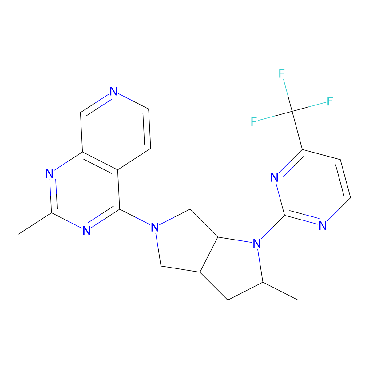 2-(2-Methyl-5-{2-methylpyrido[3,4-d]pyrimidin-4-yl}-octahydropyrrolo[3,4-b]pyrrol-1-yl)-4-(trifluoromethyl)pyrimidine molecular structure, CAS 2549054-86-4