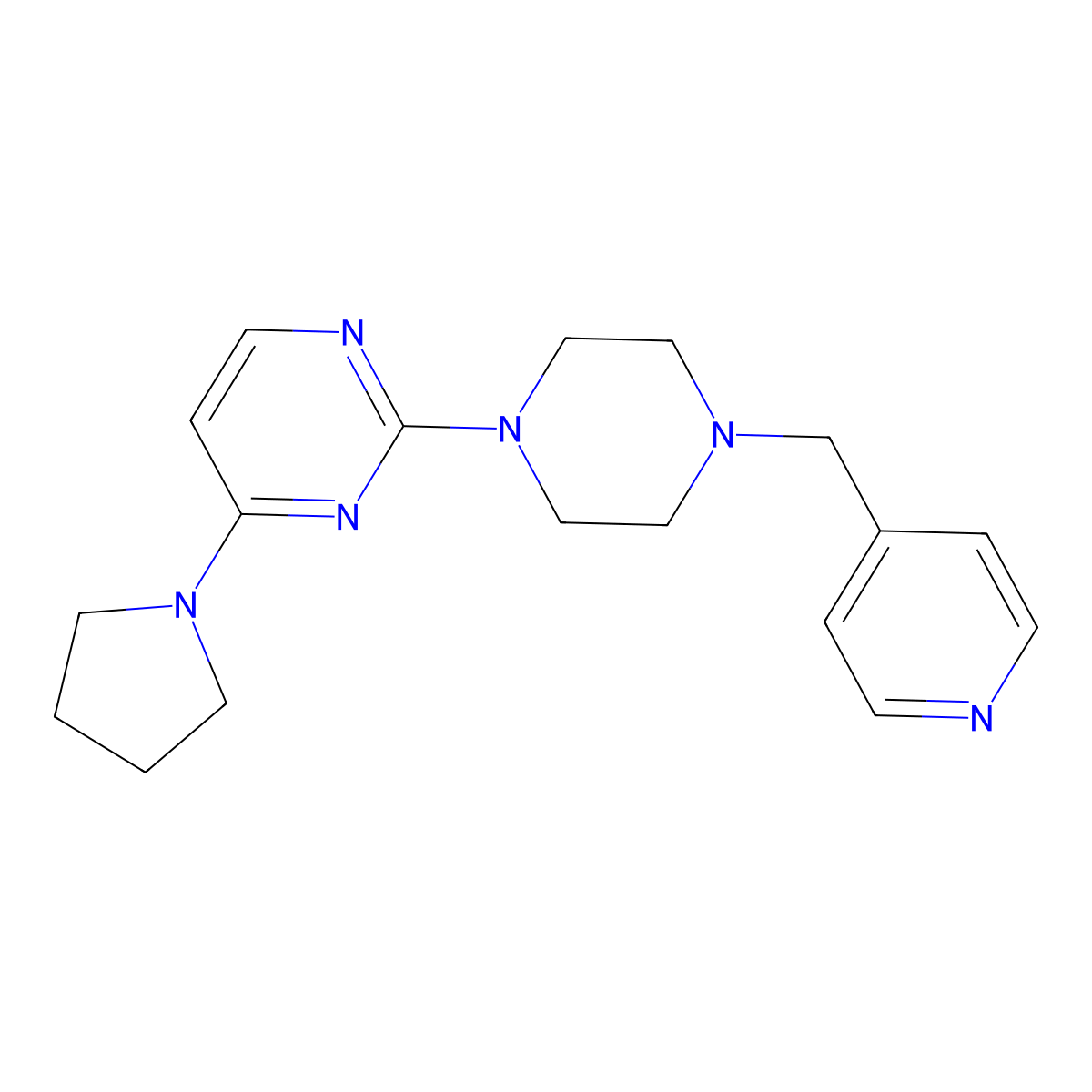 2-{4-[(Pyridin-4-yl)methyl]piperazin-1-yl}-4-(pyrrolidin-1-yl)pyrimidine molecular structure, CAS 2549054-90-0