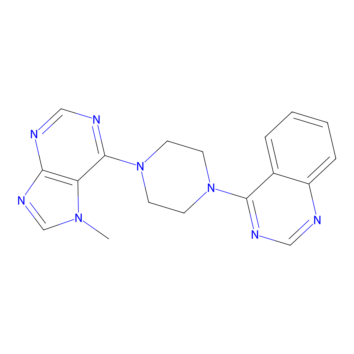 4-[4-(7-methyl-7H-purin-6-yl)piperazin-1-yl]quinazoline molecular structure, CAS 2549054-91-1