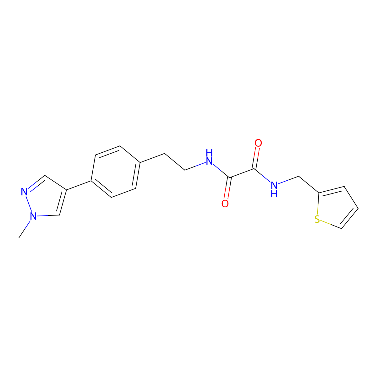 N'-{2-[4-(1-methyl-1H-pyrazol-4-yl)phenyl]ethyl}-N-[(thiophen-2-yl)methyl]ethanediamide molecular structure, CAS 2549054-93-3