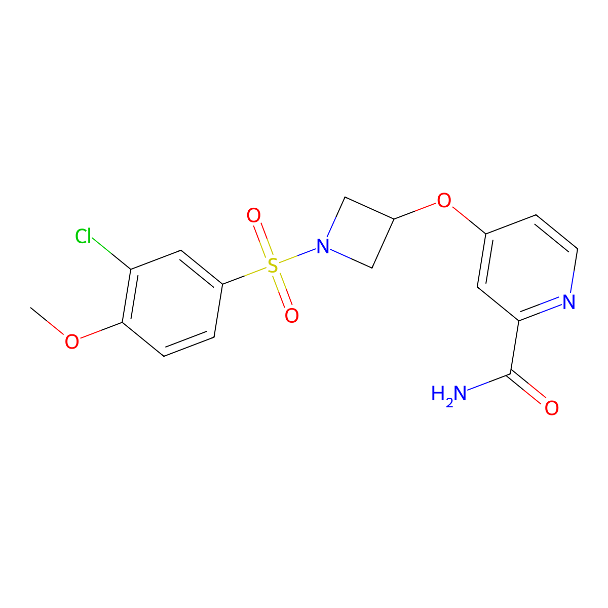 4-{[1-(3-Chloro-4-methoxybenzenesulfonyl)azetidin-3-yl]oxy}pyridine-2-carboxamide molecular structure, CAS 2549054-97-7