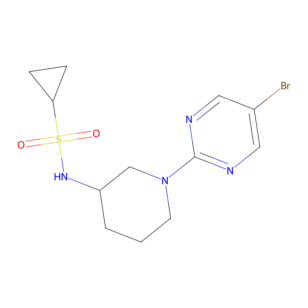 N-[1-(5-bromopyrimidin-2-yl)piperidin-3-yl]cyclopropanesulfonamide molecular structure, CAS 2549054-99-9