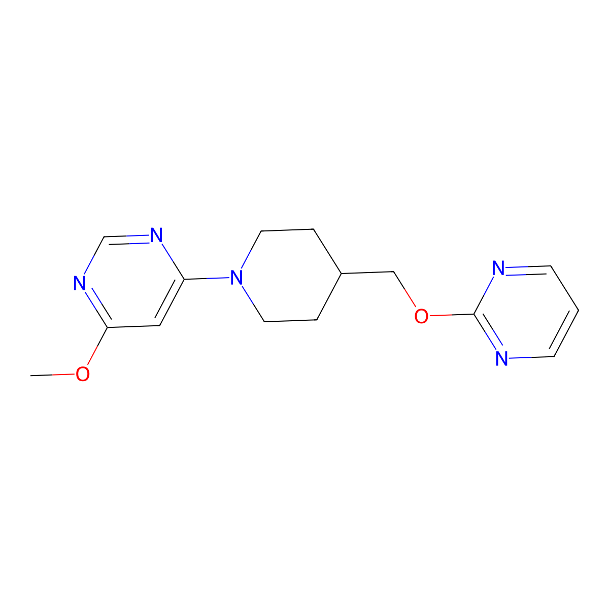 4-Methoxy-6-{4-[(pyrimidin-2-yloxy)methyl]piperidin-1-yl}pyrimidine molecular structure, CAS 2549055-13-0