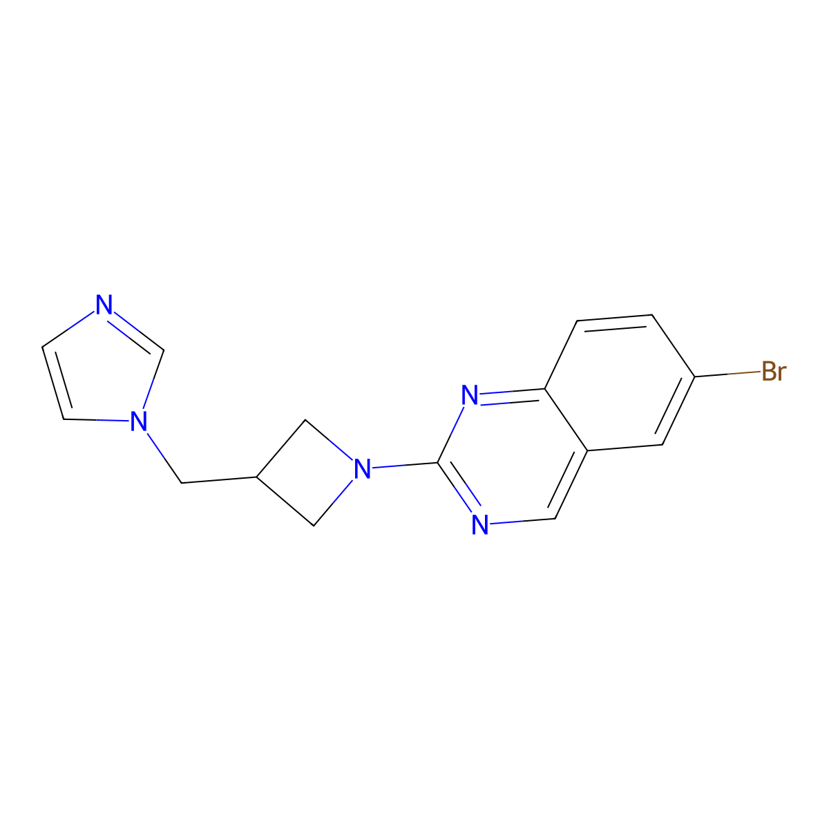 6-bromo-2-{3-[(1H-imidazol-1-yl)methyl]azetidin-1-yl}quinazoline molecular structure, CAS 2549055-18-5
