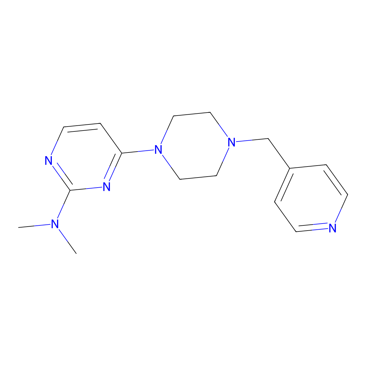 N,N-dimethyl-4-{4-[(pyridin-4-yl)methyl]piperazin-1-yl}pyrimidin-2-amine molecular structure, CAS 2549055-19-6