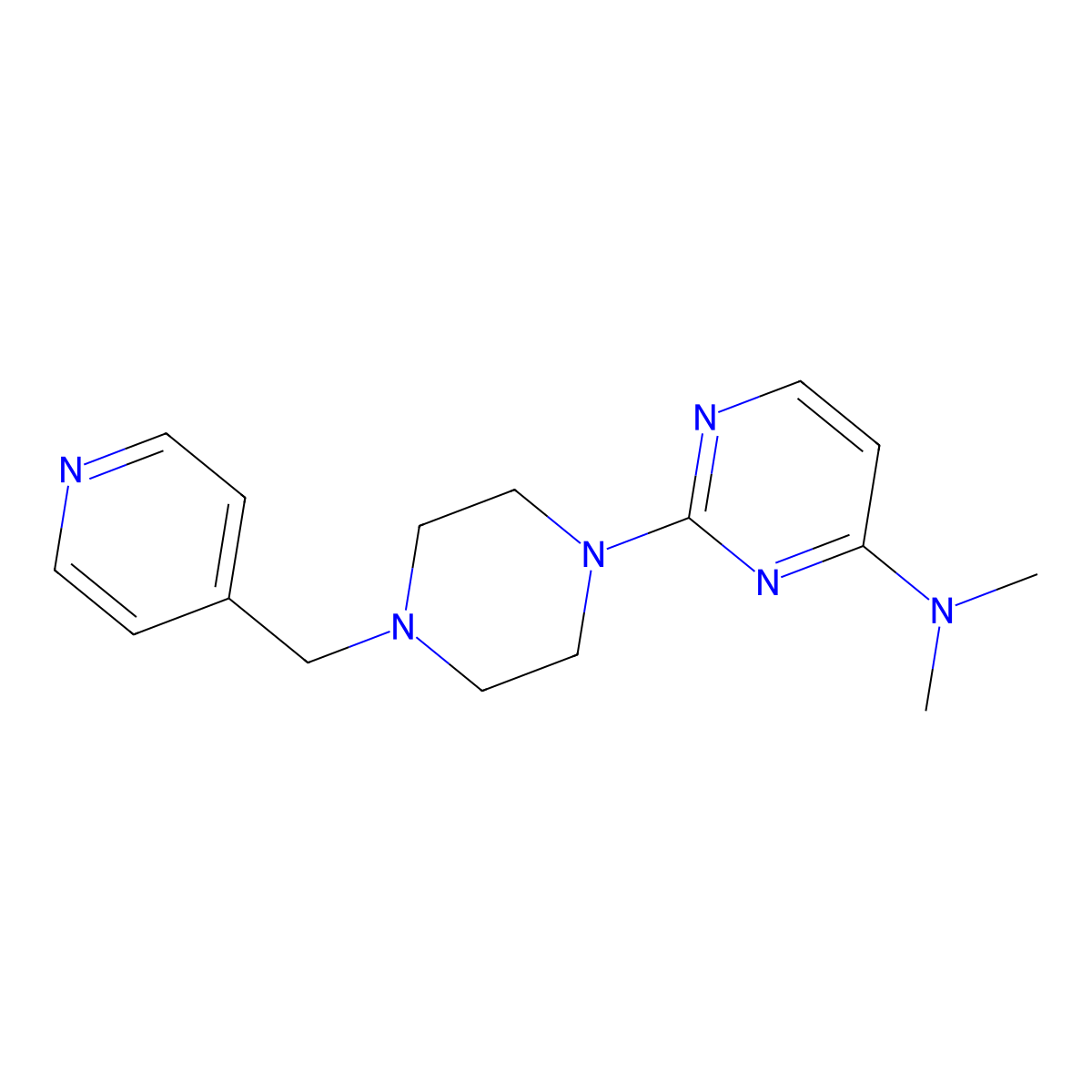 N,N-dimethyl-2-{4-[(pyridin-4-yl)methyl]piperazin-1-yl}pyrimidin-4-amine molecular structure, CAS 2549055-21-0