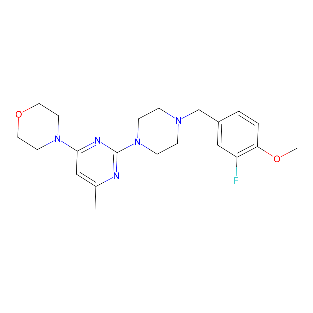 4-(2-{4-[(3-Fluoro-4-methoxyphenyl)methyl]piperazin-1-yl}-6-methylpyrimidin-4-yl)morpholine molecular structure, CAS 2549055-22-1