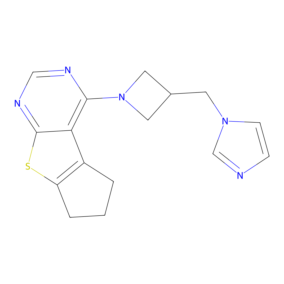 12-{3-[(1H-imidazol-1-yl)methyl]azetidin-1-yl}-7-thia-9,11-diazatricyclo[6.4.0.0^{2,6}]dodeca-1(12),2(6),8,10-tetraene molecular structure, CAS 2549055-24-3