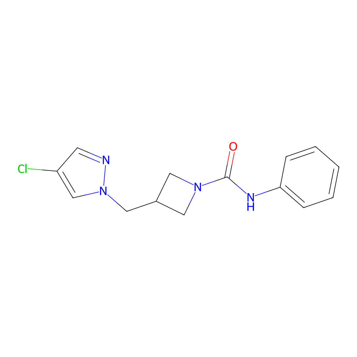 3-[(4-chloro-1H-pyrazol-1-yl)methyl]-N-phenylazetidine-1-carboxamide molecular structure, CAS 2549055-26-5