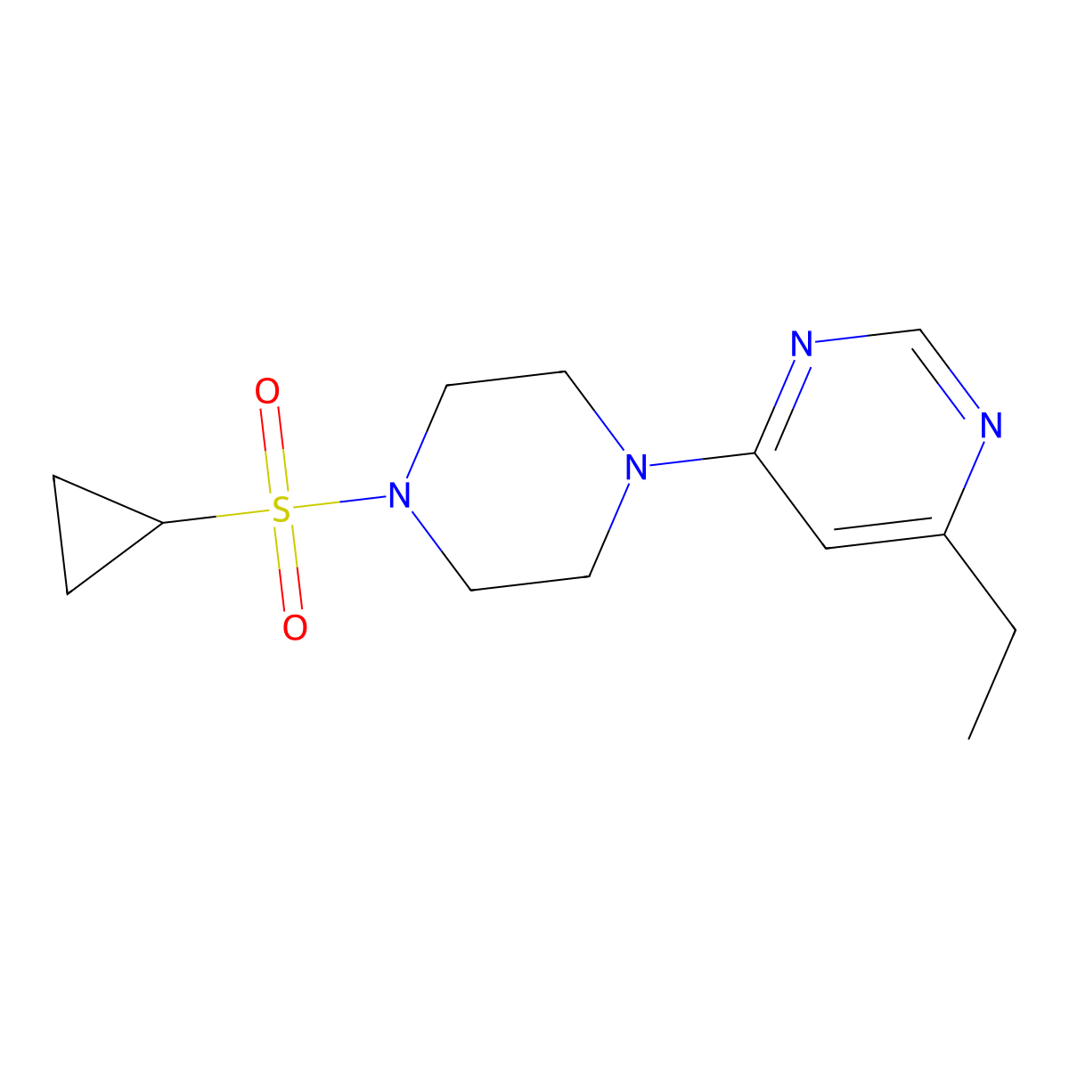 4-[4-(Cyclopropanesulfonyl)piperazin-1-yl]-6-ethylpyrimidine molecular structure, CAS 2549055-28-7