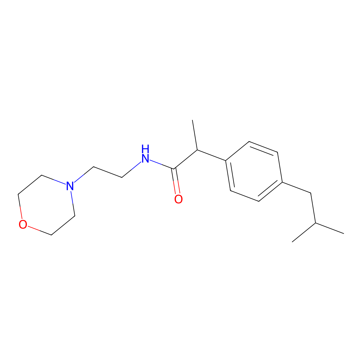 2-[4-(2-methylpropyl)phenyl]-N-[2-(morpholin-4-yl)ethyl]propanamide molecular structure, CAS 2549055-32-3