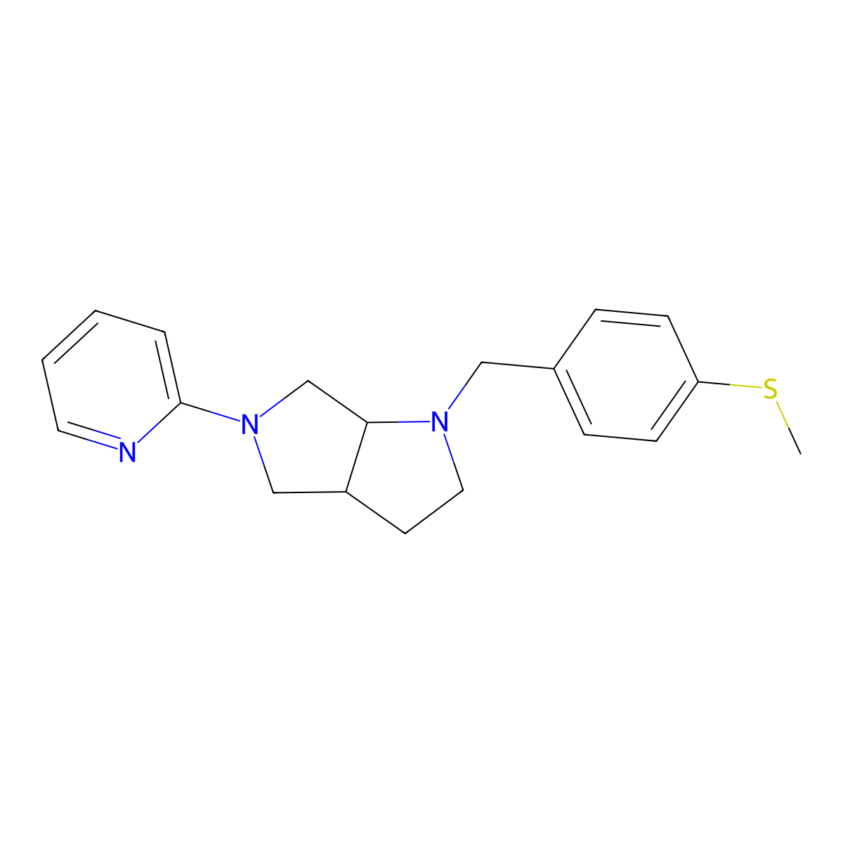 2-(1-{[4-(Methylsulfanyl)phenyl]methyl}-octahydropyrrolo[2,3-c]pyrrol-5-yl)pyridine molecular structure, CAS 2549055-35-6