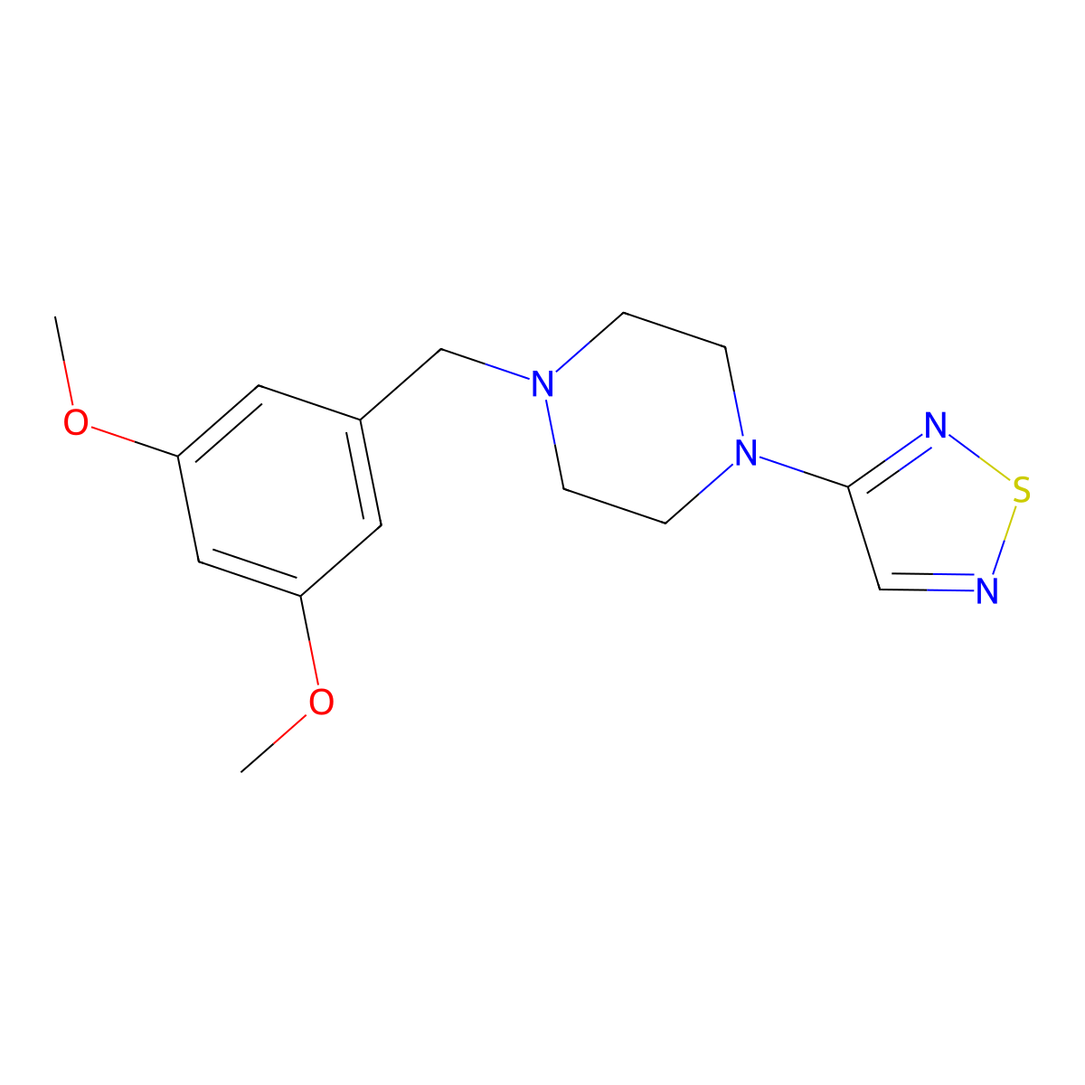 1-[(3,5-Dimethoxyphenyl)methyl]-4-(1,2,5-thiadiazol-3-yl)piperazine molecular structure, CAS 2549055-40-3
