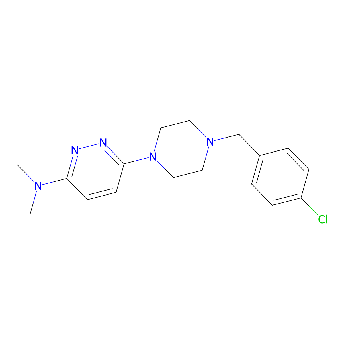 6-{4-[(4-chlorophenyl)methyl]piperazin-1-yl}-N,N-dimethylpyridazin-3-amine molecular structure, CAS 2549055-45-8