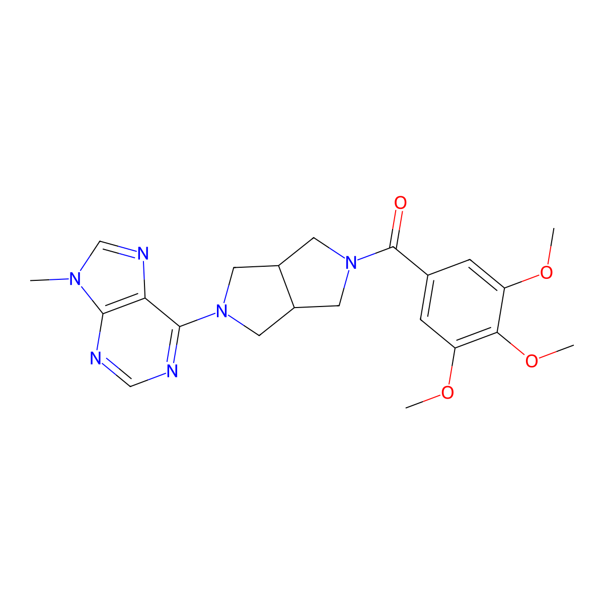 9-methyl-6-[5-(3,4,5-trimethoxybenzoyl)-octahydropyrrolo[3,4-c]pyrrol-2-yl]-9H-purine molecular structure, CAS 2549055-49-2