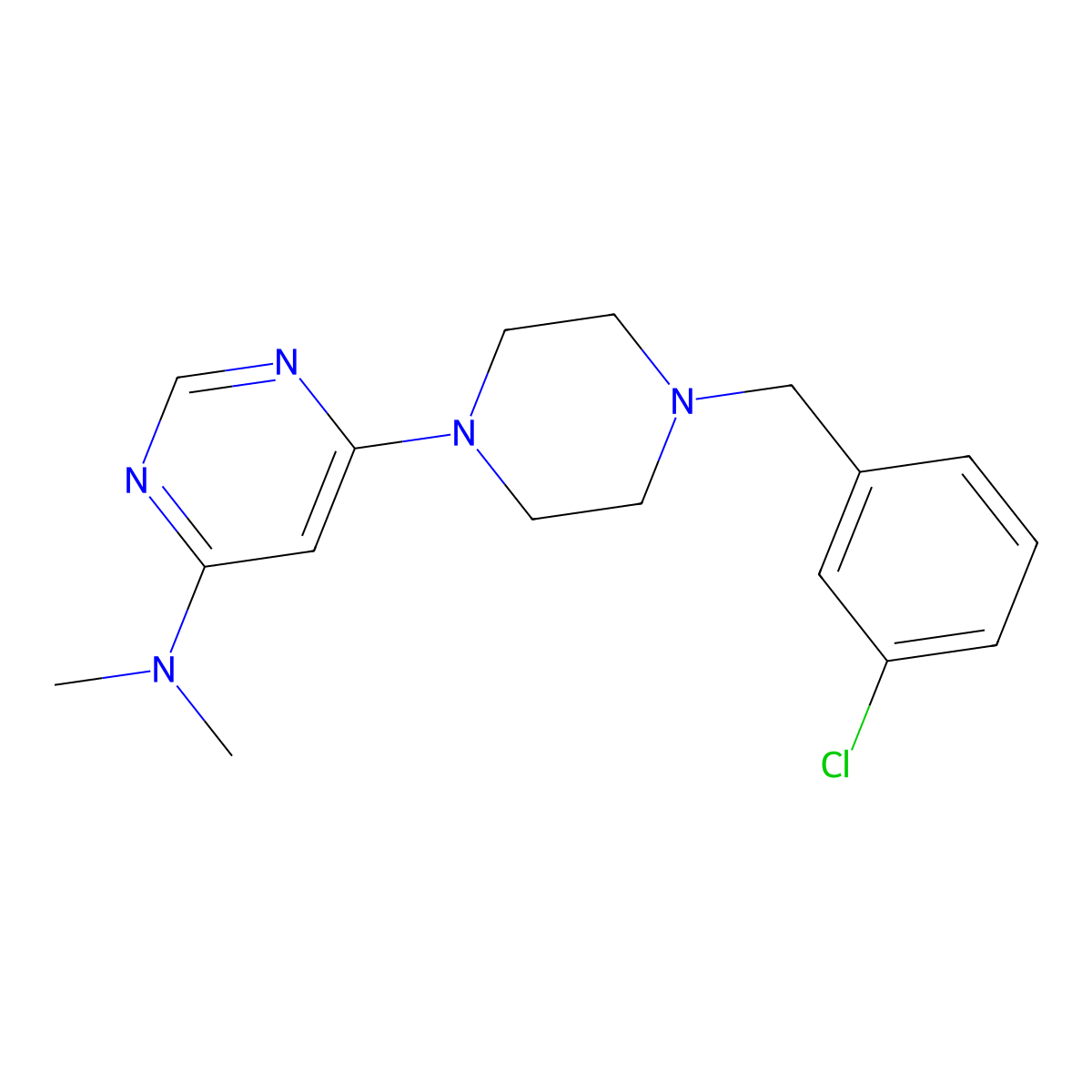 6-{4-[(3-chlorophenyl)methyl]piperazin-1-yl}-N,N-dimethylpyrimidin-4-amine molecular structure, CAS 2549055-51-6