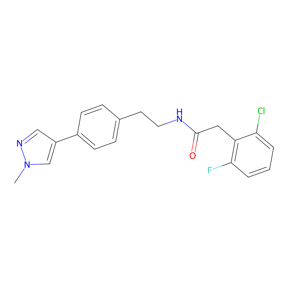 2-(2-chloro-6-fluorophenyl)-N-{2-[4-(1-methyl-1H-pyrazol-4-yl)phenyl]ethyl}acetamide molecular structure, CAS 2549055-58-3