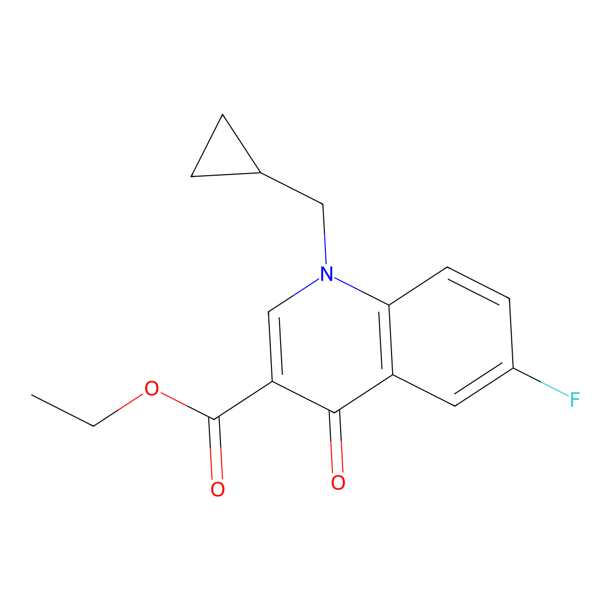 Ethyl 1-(cyclopropylmethyl)-6-fluoro-4-oxo-1,4-dihydroquinoline-3-carboxylate molecular structure, CAS 2549055-61-8