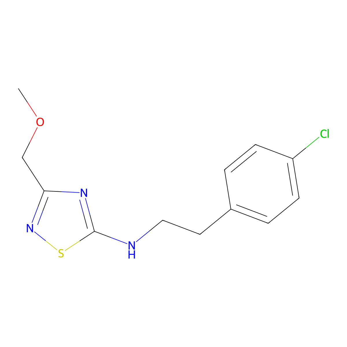 N-[2-(4-chlorophenyl)ethyl]-3-(methoxymethyl)-1,2,4-thiadiazol-5-amine molecular structure, CAS 2549055-62-9