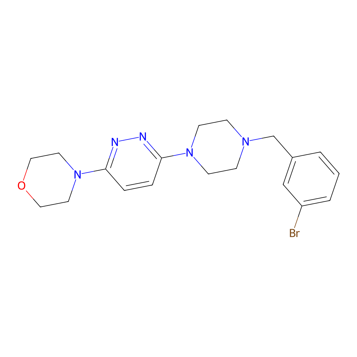 4-(6-{4-[(3-Bromophenyl)methyl]piperazin-1-yl}pyridazin-3-yl)morpholine molecular structure, CAS 2549055-70-9
