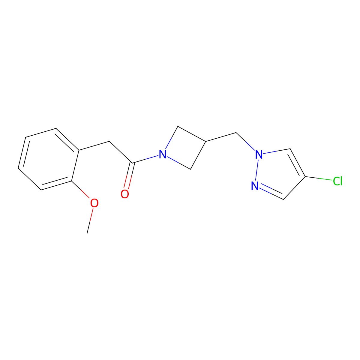 1-{3-[(4-chloro-1H-pyrazol-1-yl)methyl]azetidin-1-yl}-2-(2-methoxyphenyl)ethan-1-one molecular structure, CAS 2549055-76-5