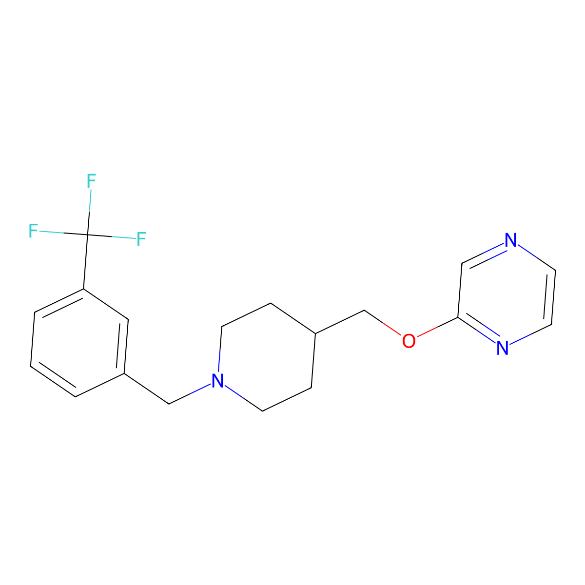 2-[(1-{[3-(Trifluoromethyl)phenyl]methyl}piperidin-4-yl)methoxy]pyrazine molecular structure, CAS 2549055-77-6