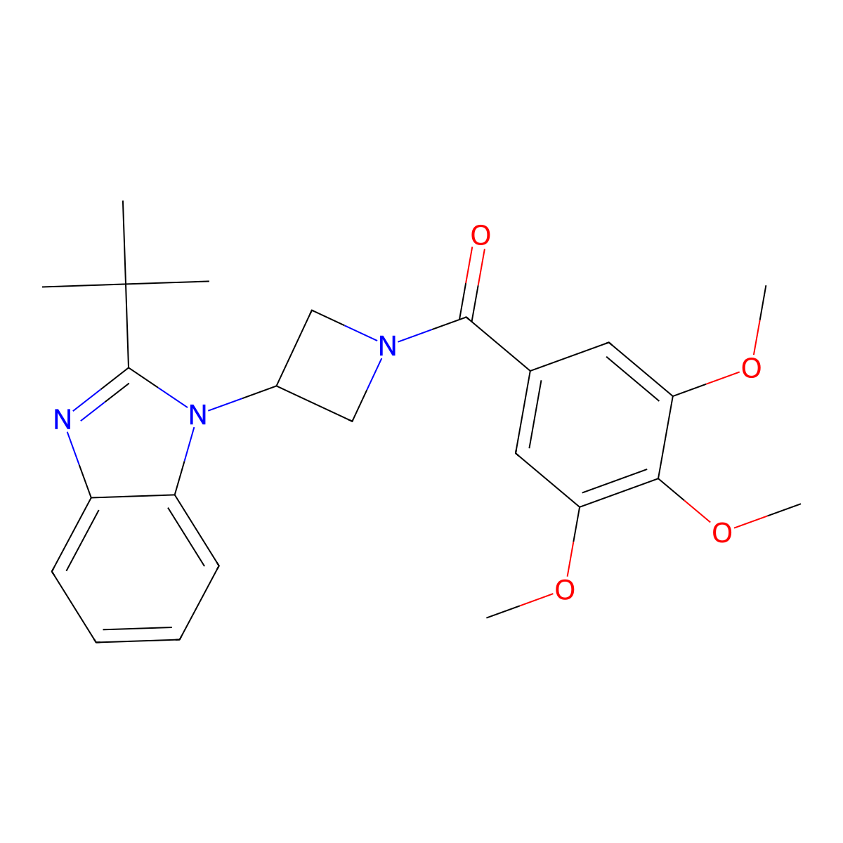 2-tert-butyl-1-[1-(3,4,5-trimethoxybenzoyl)azetidin-3-yl]-1H-1,3-benzodiazole molecular structure, CAS 2549055-84-5