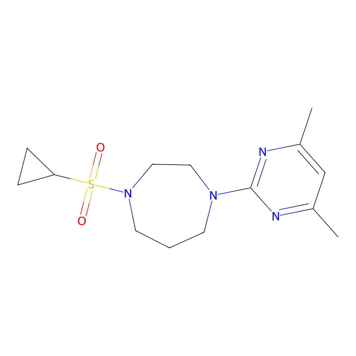 1-(Cyclopropanesulfonyl)-4-(4,6-dimethylpyrimidin-2-yl)-1,4-diazepane molecular structure, CAS 2549055-88-9