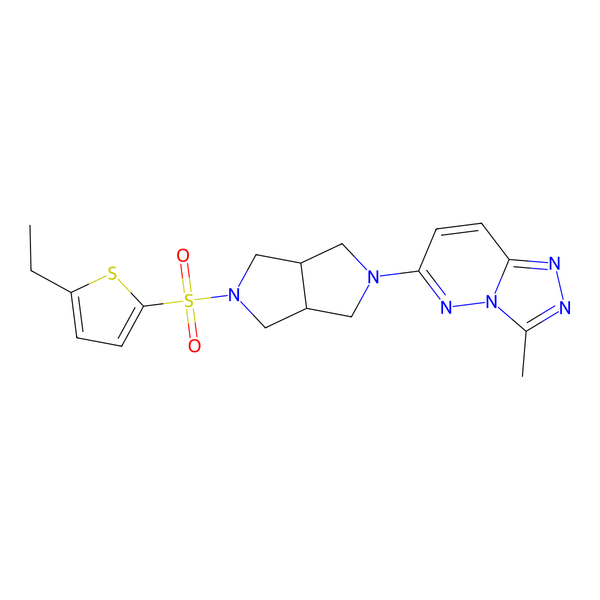 6-{5-[(5-Ethylthiophen-2-yl)sulfonyl]-octahydropyrrolo[3,4-c]pyrrol-2-yl}-3-methyl-[1,2,4]triazolo[4,3-b]pyridazine molecular structure, CAS 2549055-89-0
