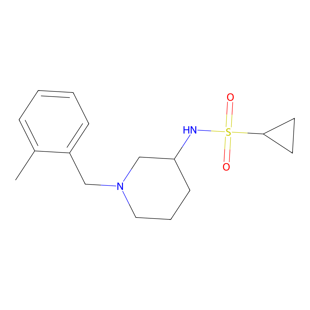 N-{1-[(2-methylphenyl)methyl]piperidin-3-yl}cyclopropanesulfonamide molecular structure, CAS 2549055-99-2