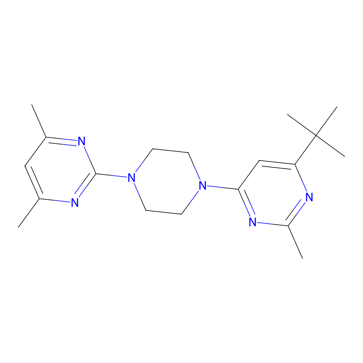 4-Tert-butyl-6-[4-(4,6-dimethylpyrimidin-2-yl)piperazin-1-yl]-2-methylpyrimidine molecular structure, CAS 2549056-02-0