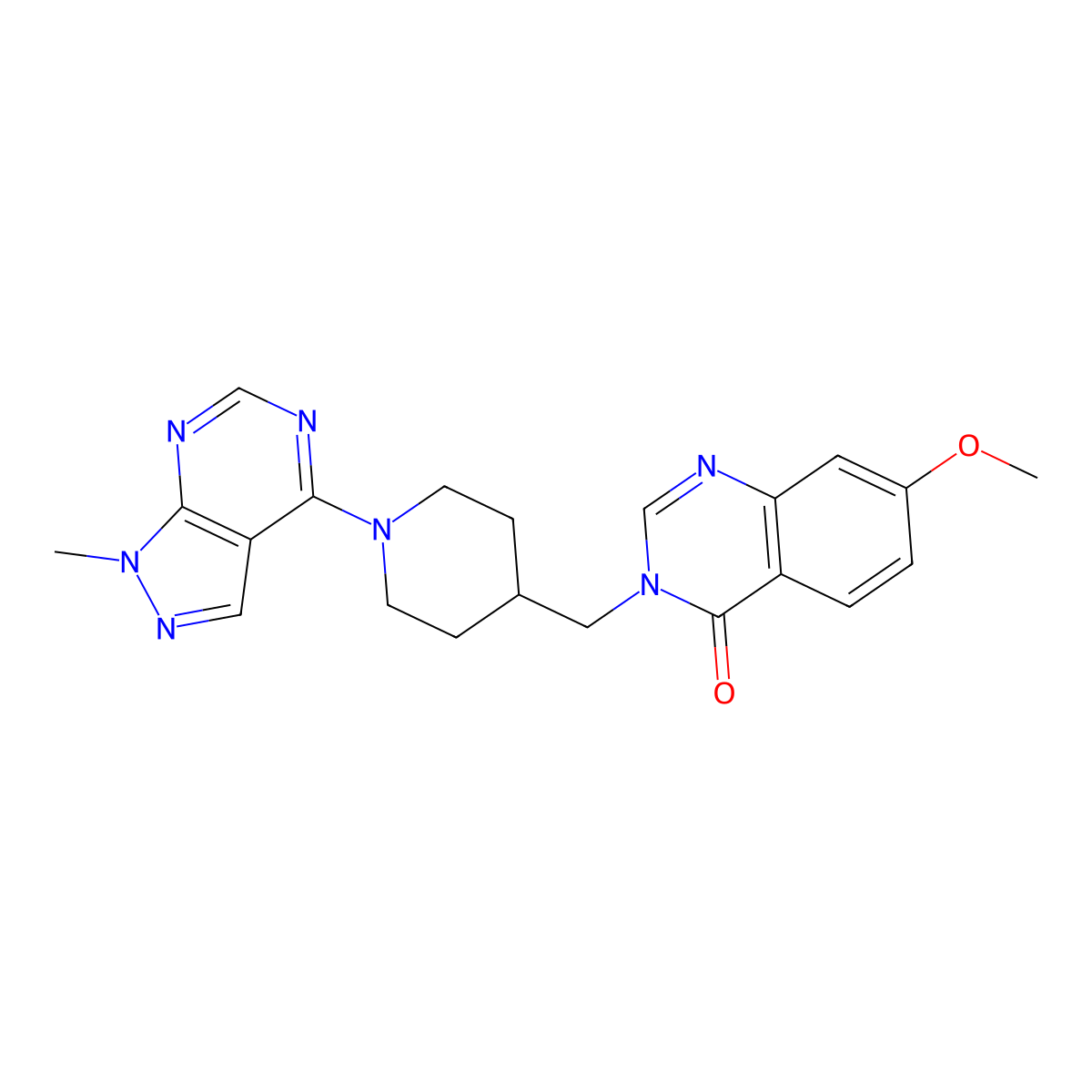 7-methoxy-3-[(1-{1-methyl-1H-pyrazolo[3,4-d]pyrimidin-4-yl}piperidin-4-yl)methyl]-3,4-dihydroquinazolin-4-one molecular structure, CAS 2549056-11-1