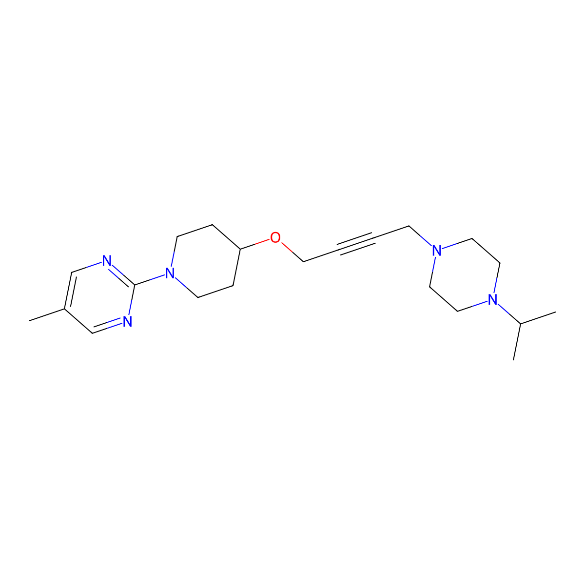 5-Methyl-2-[4-({4-[4-(propan-2-yl)piperazin-1-yl]but-2-yn-1-yl}oxy)piperidin-1-yl]pyrimidine molecular structure, CAS 2549056-13-3