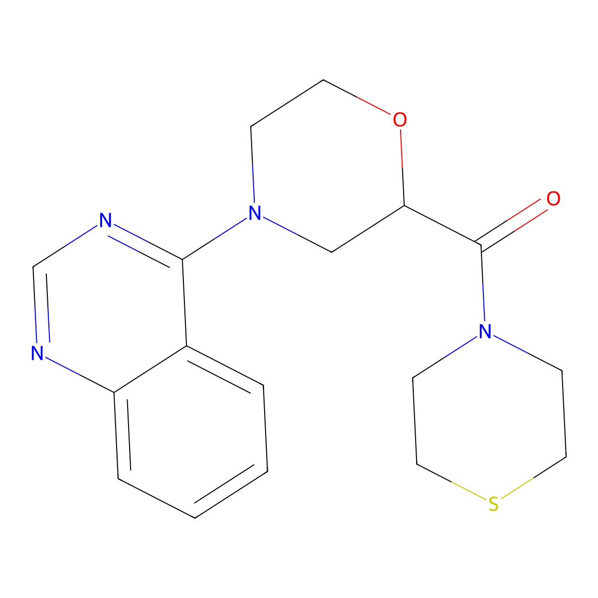 4-[2-(Thiomorpholine-4-carbonyl)morpholin-4-yl]quinazoline molecular structure, CAS 2549056-16-6