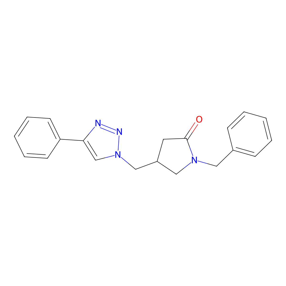 1-benzyl-4-[(4-phenyl-1H-1,2,3-triazol-1-yl)methyl]pyrrolidin-2-one molecular structure, CAS 2549056-17-7