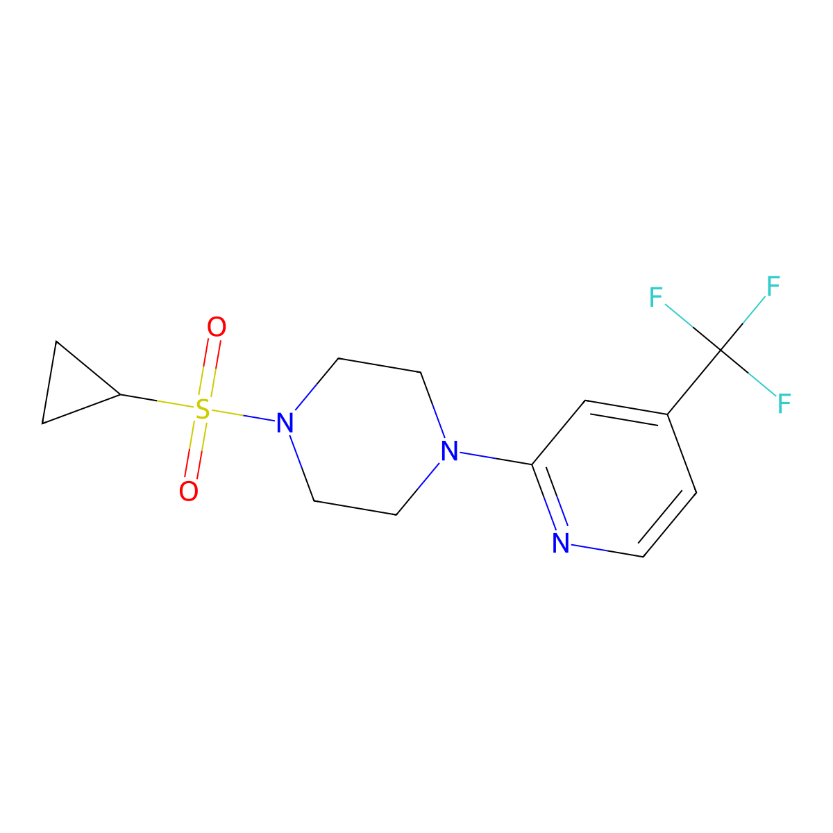 1-(Cyclopropanesulfonyl)-4-[4-(trifluoromethyl)pyridin-2-yl]piperazine molecular structure, CAS 2549056-20-2