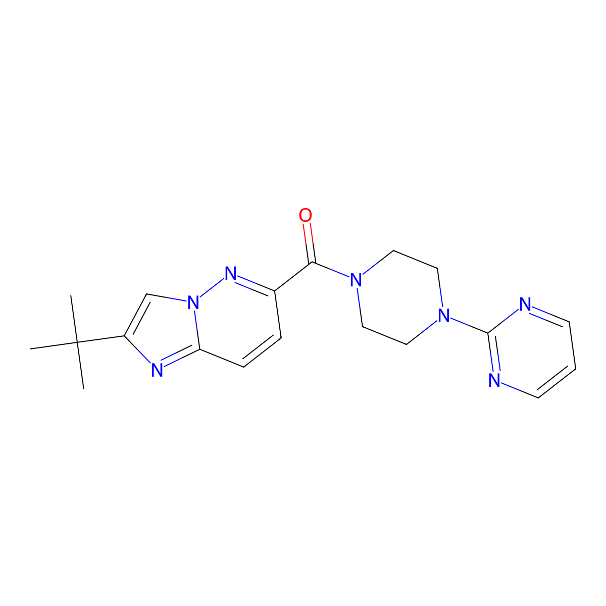 2-(4-{2-Tert-butylimidazo[1,2-b]pyridazine-6-carbonyl}piperazin-1-yl)pyrimidine molecular structure, CAS 2549056-27-9