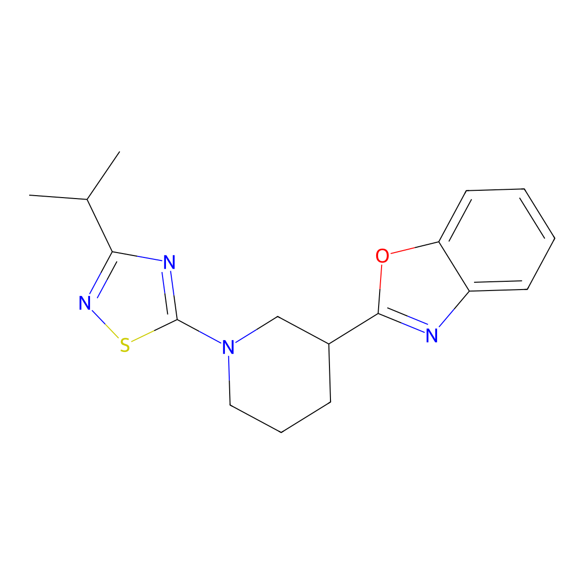 2-{1-[3-(Propan-2-yl)-1,2,4-thiadiazol-5-yl]piperidin-3-yl}-1,3-benzoxazole molecular structure, CAS 2549056-30-4