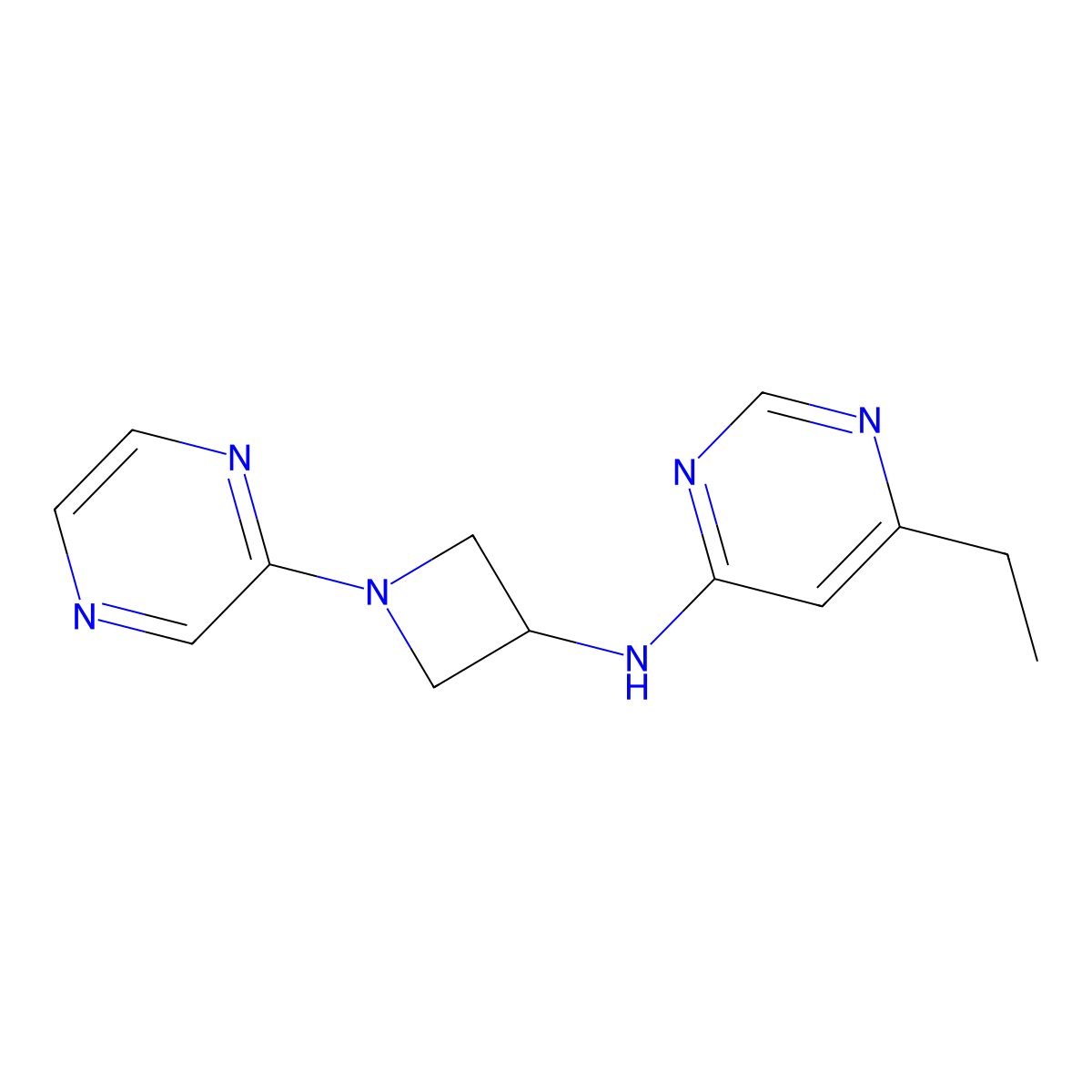 6-ethyl-N-[1-(pyrazin-2-yl)azetidin-3-yl]pyrimidin-4-amine molecular structure, CAS 2549056-32-6
